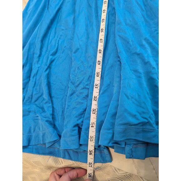 Aidan mattox blue knit maxi dress deep v low back sz 4 - Picture 6 of 6